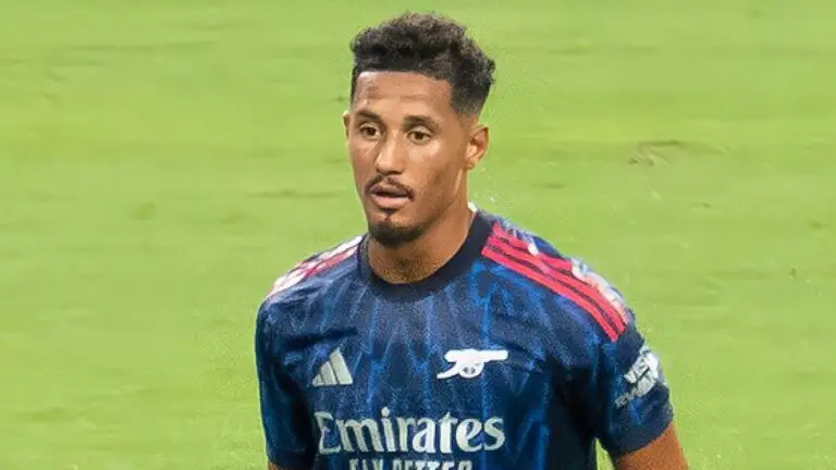 William Saliba playing for Arsenal during July 2025
