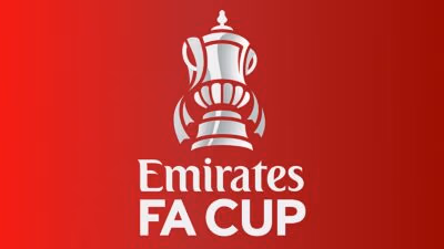 The Emirates FA Cup logo with a red background