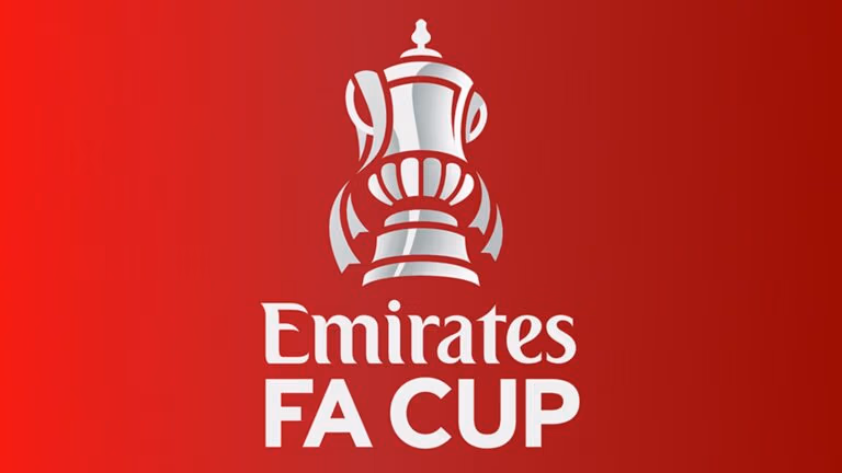 The Emirates FA Cup logo with a red background