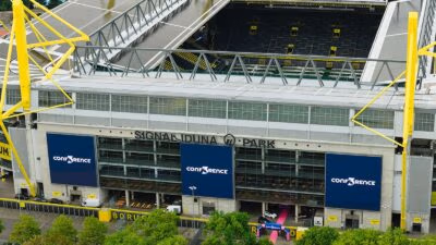 An aerial view of Borussia Dortmund's Signal Iduna Park