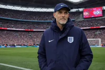 Thomas Tuchel pictured on the sidelines at Wembley.