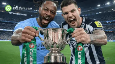 Antoine Semenyo and Bruno Guimaraes hold the Carabao Cup