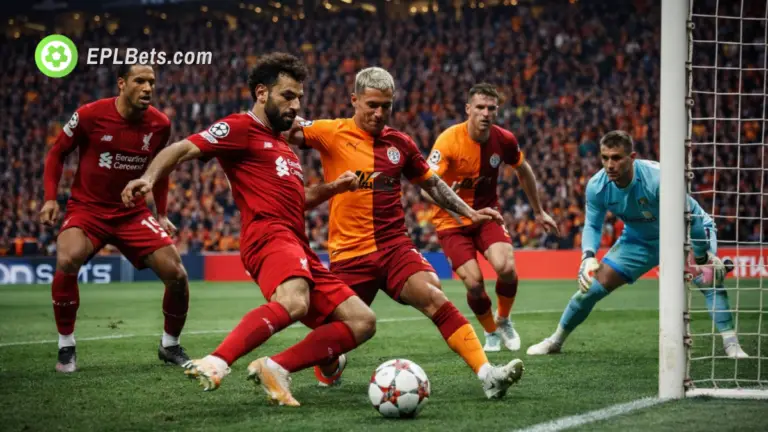 Mo Salah, do Liverpool, é desarmado por um jogador do Galatasaray