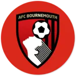 An AFC Bournemouth club crest on a red circle