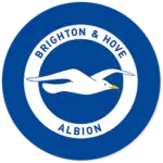 A Brighton club crest on a blue circle