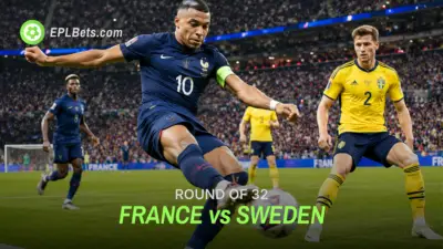 Kylian Mbappé of France strikes for goal as Gustaf Lagerbielke of Sweden looks on