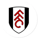A Fulham club crest on a white circle
