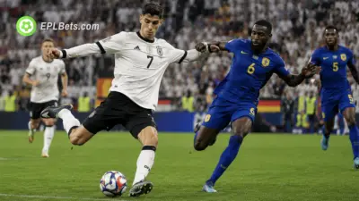 Kai Havertz of Germany and Riechedly Bazoer of Curaçao are likely to face off in this World Cup 2026 clash
