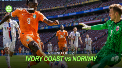 Evann Guessand of Ivory Coast draws a fantastic save from Ørjan Nyland of Norway