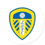 A Leeds United club crest on a white circle
