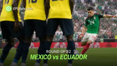 Luis Chávez of Mexico takes a free kick on the edge of the box versus of Ecuador