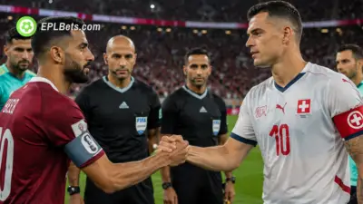 Hassan Al-Haydos of Quatar and Granit Xhaka of Sitzerland shaking hands before the game