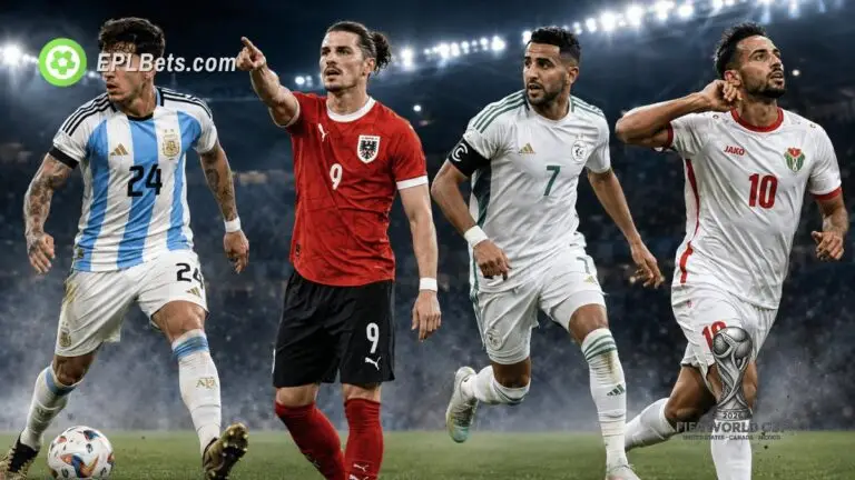 An Argentina player, Marcel Sabitzer, Riyadh Mahrez and Mousa Al-Tamari
