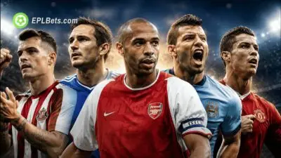 Granit Xhaka, Frank Lampard, Thierry Henry, Sergio Aguero and Cristiano Ronaldo side by side.
