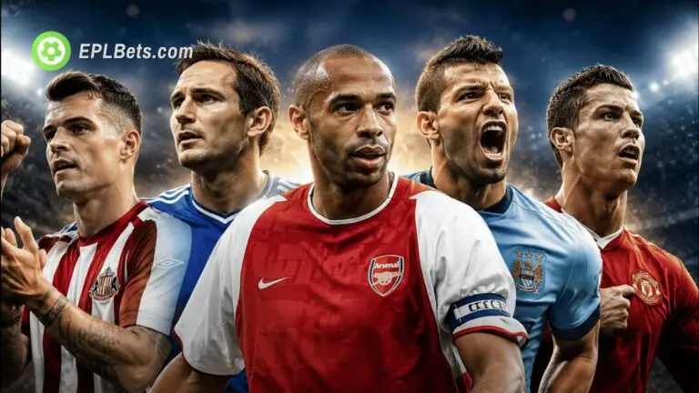 Granit Xhaka, Frank Lampard, Thierry Henry, Sergio Aguero and Cristiano Ronaldo side by side.