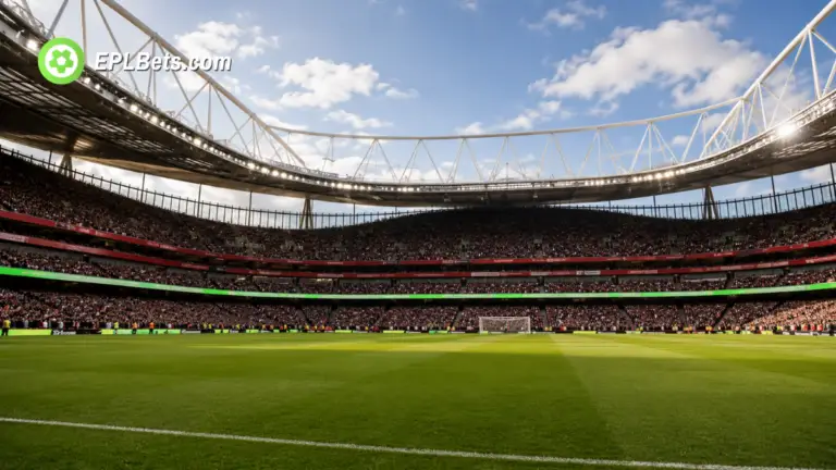 Arsenal Emirates Stadium interior, pitch-side before a game