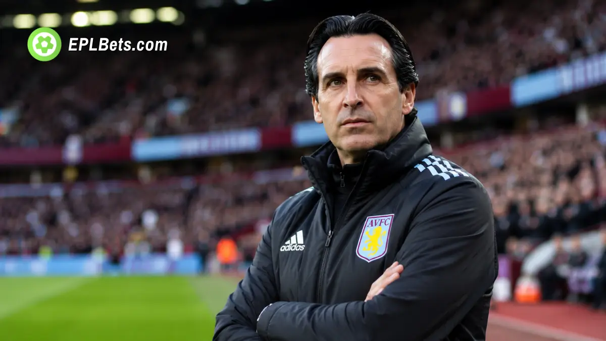 Aston Villa manager Unai Emery standing pitch-side