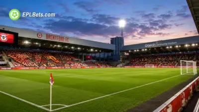 Brentford Community Stadium interior, pitch-side before a game