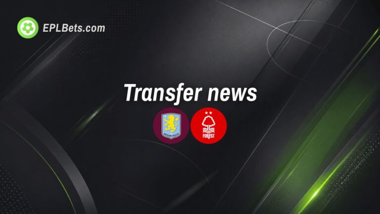 Aston Villa and Nottingham Forest club badges with the words 'transfer news'