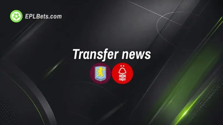 Aston Villa and Nottingham Forest club badges with the words 'transfer news'