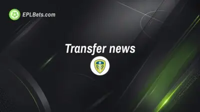A Leeds United club badge and the text transfer news