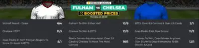 PricedUp's Boosts for Fulham vs Chelsea in the Premier League.
