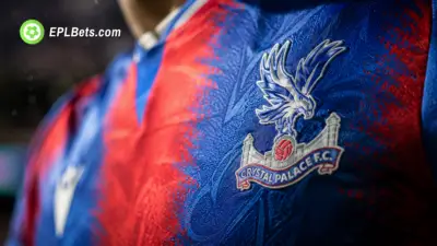 Close up of a Crystal Palace club badge on a player's shirt
