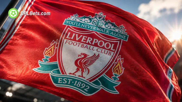 A Liverpool flag, billowing in the breeze