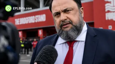 Nottingham Forest owner Evangelos Marinakis talking to press outside Forest's ground - EPL Bets
