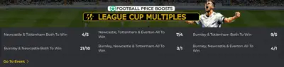 PricedUp's latest enhanced Carabao Cup multiples