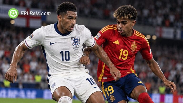 England and Spain players battle for possession at Wembley ahead of their UEFA Nations League clash.