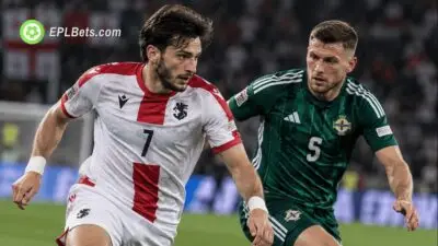 Georgia and Northern Ireland players battle for the ball ahead of their UEFA Nations League clash in Tbilisi.