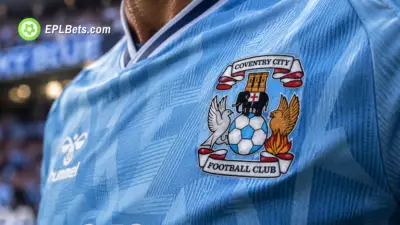 Close up of a Coventry City club badge on a player's shirt