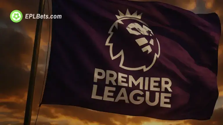 An EPL Bets branded English Premier League flag