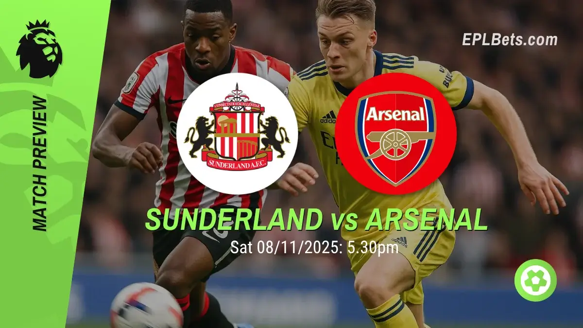 Sunderland x Arsenal, 08/11/2025 – Apostas na Premier League